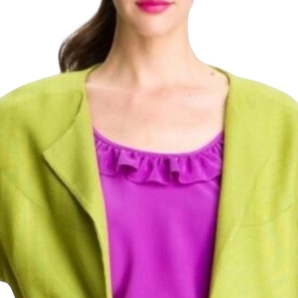Kate Spade NY Lime Green Cropped Micah open front jacket - Picture 2 of 12